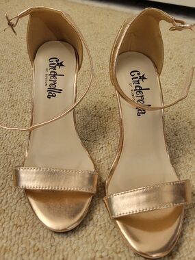Cinderella of Boston Rose Gold Ankle-Strap Heels